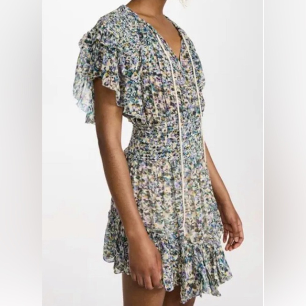 ISABEL MARANT Florise Dress - Green/Ecru $890 FR38